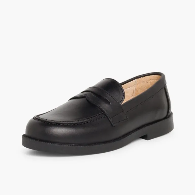 Menino Pisamonas Mocassins Colegiais Azul Marinho/Preto