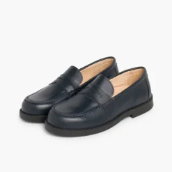 Menino Pisamonas Mocassins Colegiais Azul Marinho/Preto