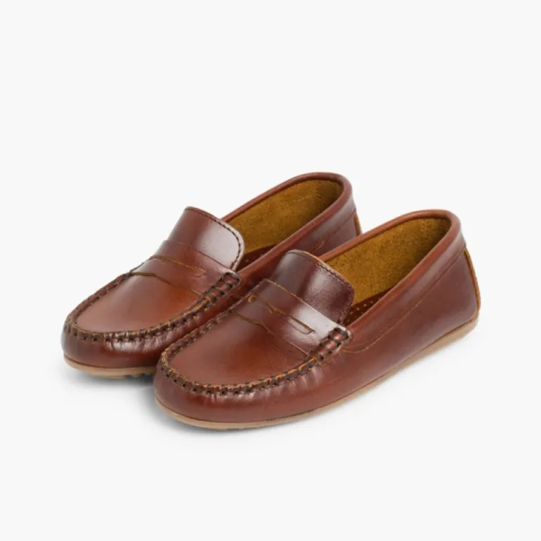 Menino Pisamonas Mocassins Couro
