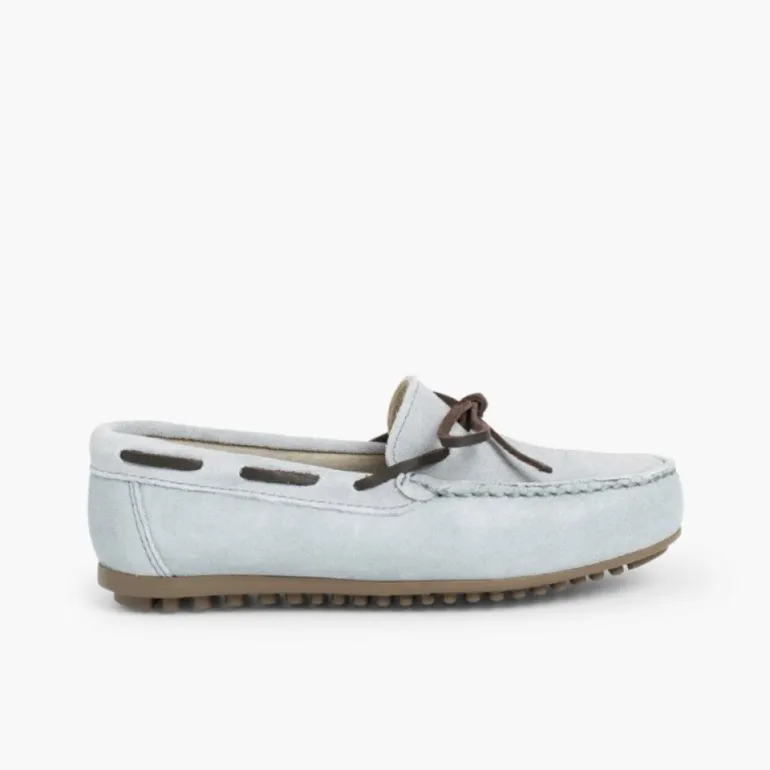 Menino Pisamonas Mocassins Menino Camurca Atacador Quadrado