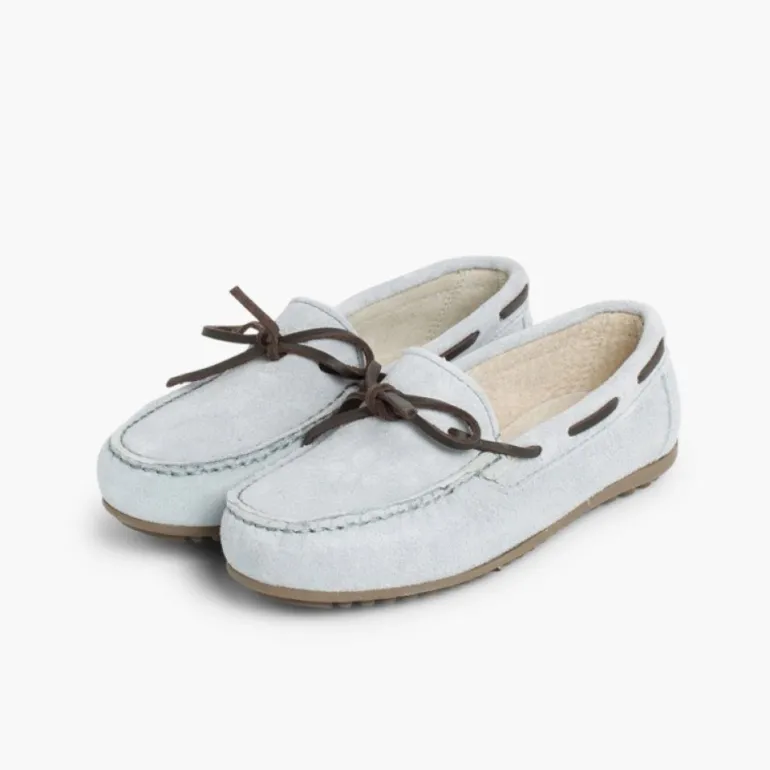 Menino Pisamonas Mocassins Menino Camurca Atacador Quadrado