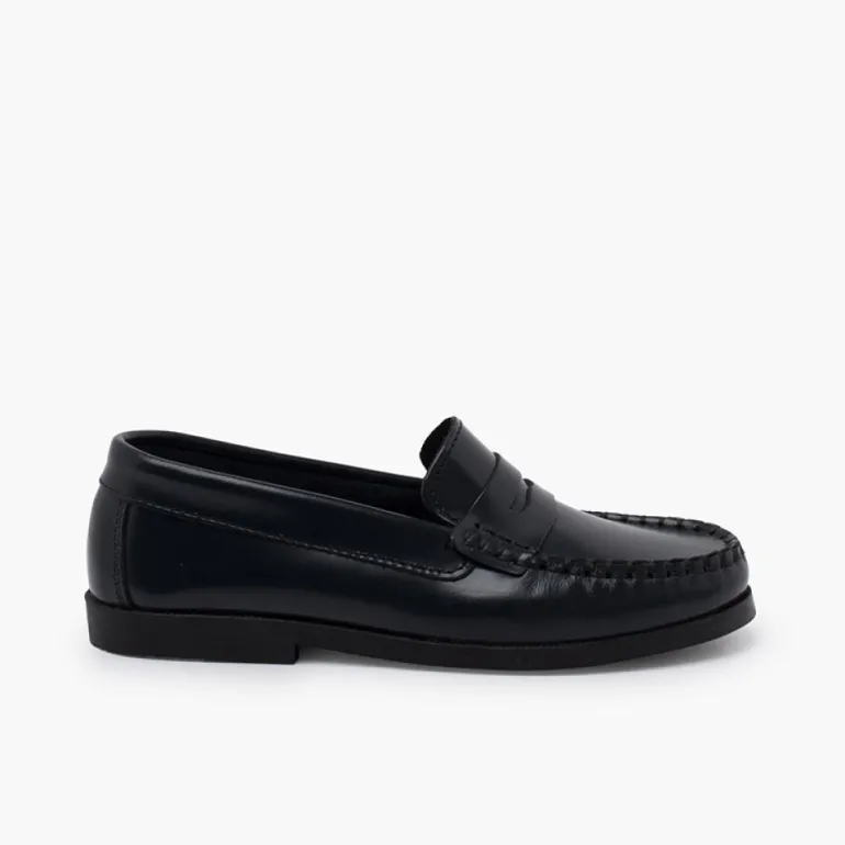 Menino Pisamonas Mocassins Pele