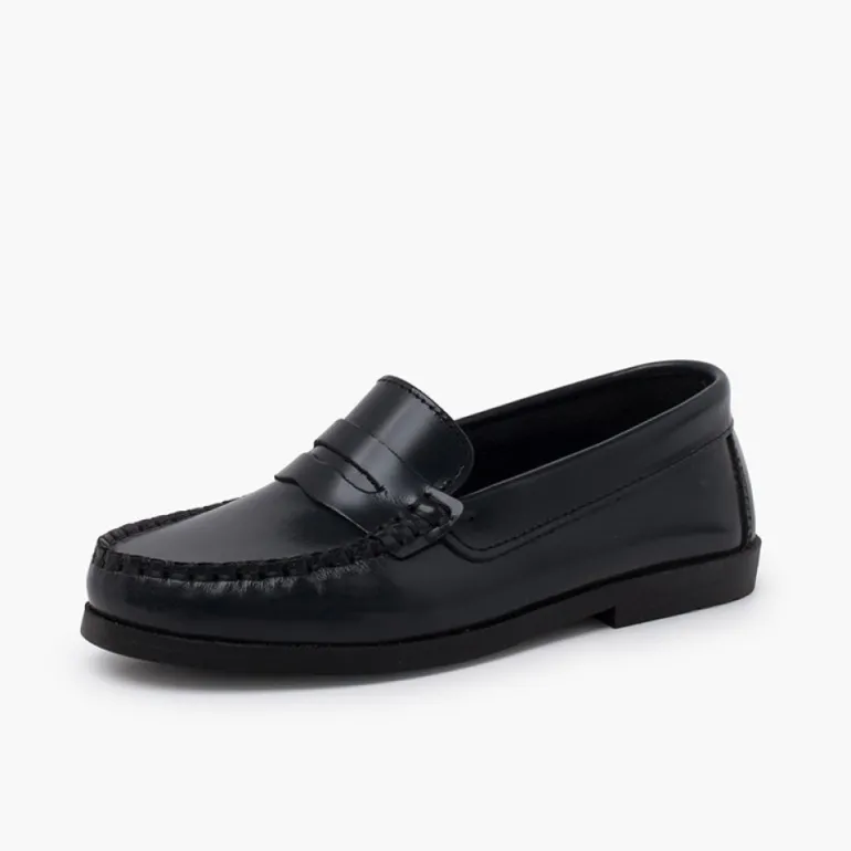 Menino Pisamonas Mocassins Pele