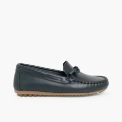 Menino Pisamonas Mocassins Pele Laco