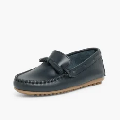 Menino Pisamonas Mocassins Pele Laco