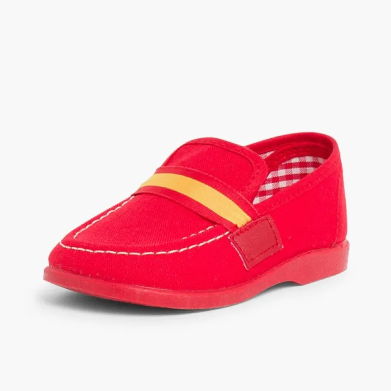 Menino Pisamonas Mocassins Tecido Bandeira Espanha