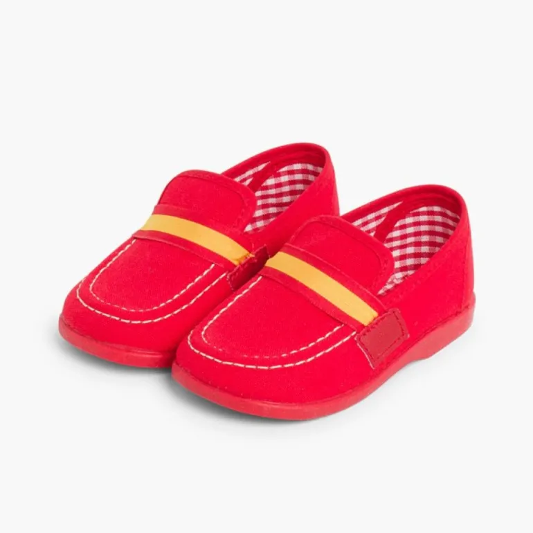 Menino Pisamonas Mocassins Tecido Bandeira Espanha