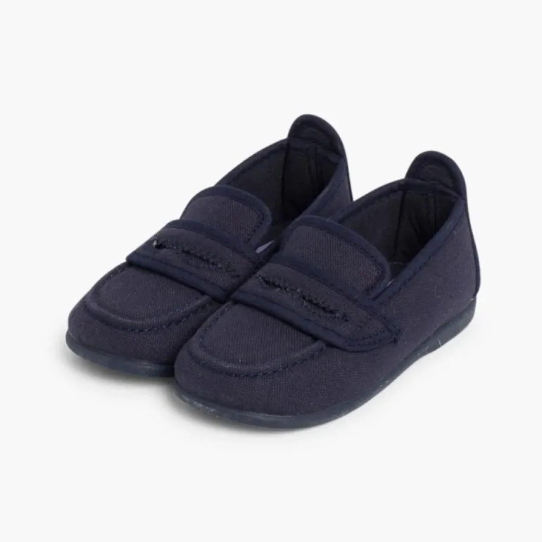 Menino Pisamonas Mocassins Tecido Liso