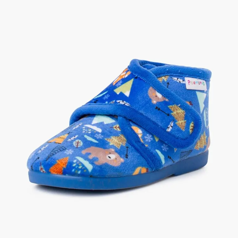 Menino Pisamonas Pantufas Bota Fecho Aderente Estampadas
