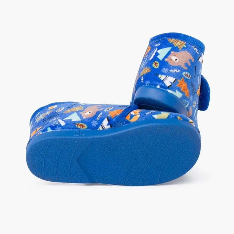 Menino Pisamonas Pantufas Bota Fecho Aderente Estampadas