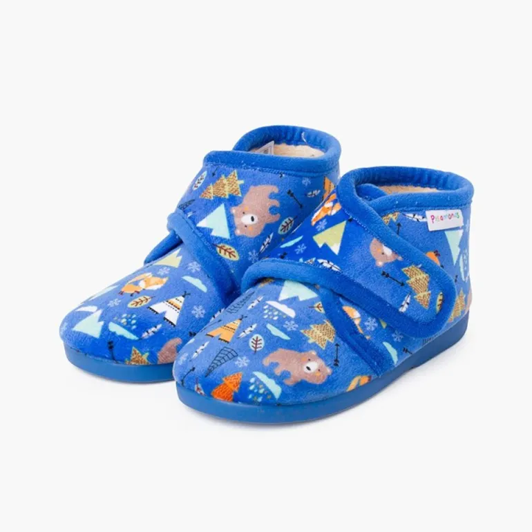 Menino Pisamonas Pantufas Bota Fecho Aderente Estampadas