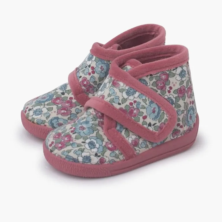 Menino Pisamonas Pantufas Bota Flores Liberty Fecho Aderente
