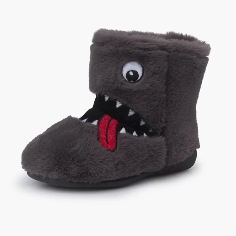 Menina Pisamonas Pantufas Bota Inverno Desenho Monstro
