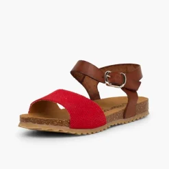 Menina Pisamonas Sandálias Bio Couro E Camurca Gravada Menina
