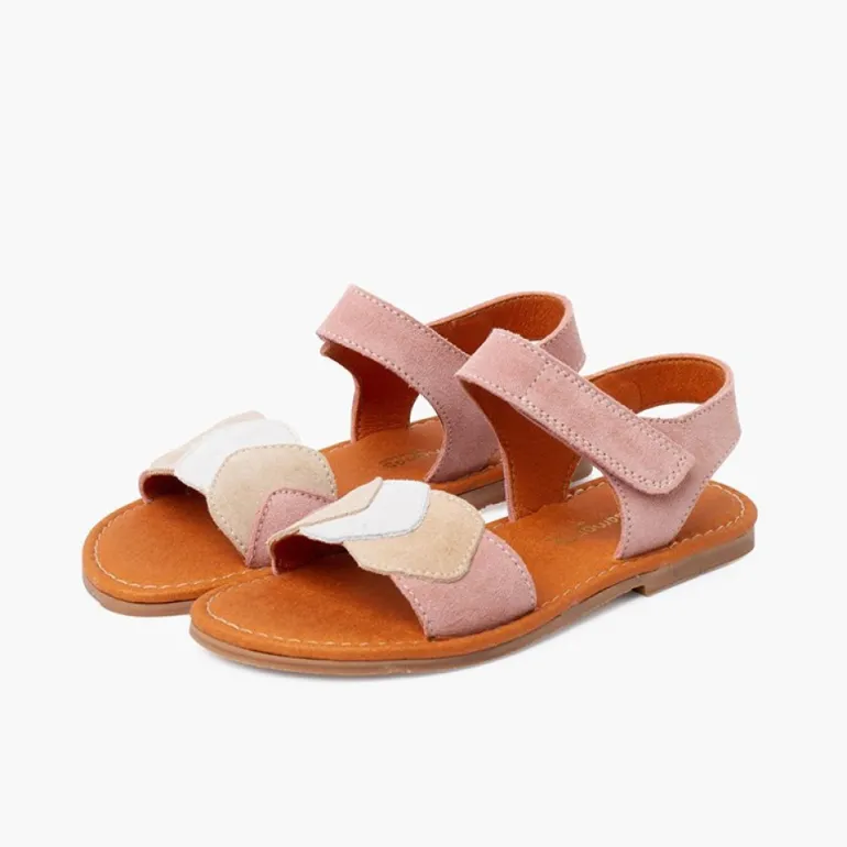 Menina Pisamonas Sandálias Camurca Pala Multicolor Aderente