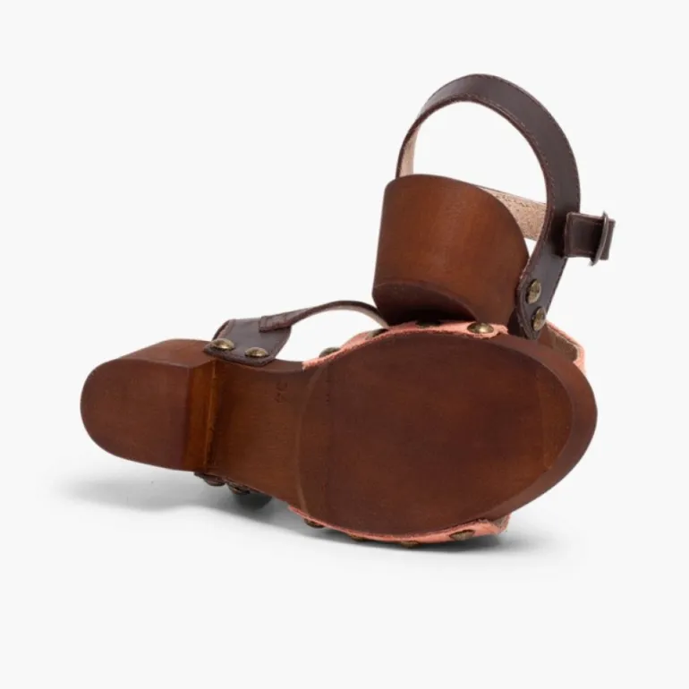 Menina Pisamonas Sandálias Camurca Sola Tipo Madeira