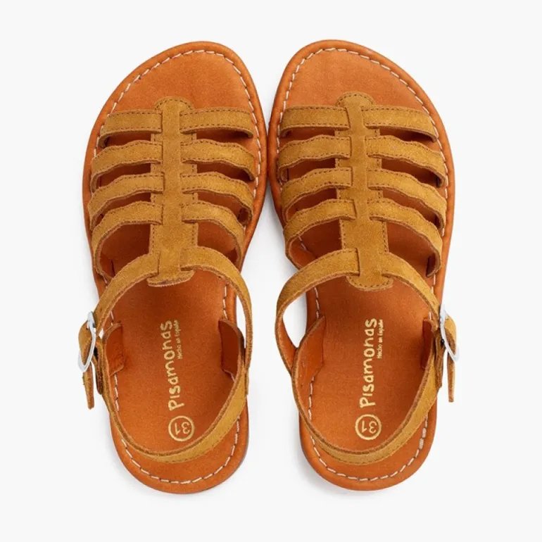 Menina Pisamonas Sandálias Camurca Tipo Gladiador Fivela
