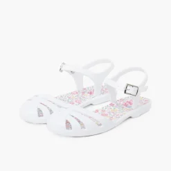 Mulher Pisamonas Sandálias De Borracha Menina Fivela Palmilha Flores