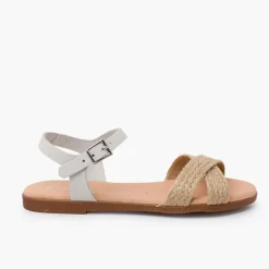 Menina Pisamonas Sandálias Fivela Pala Cruzada Juta