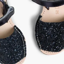 Menina Pisamonas Sandálias Menorquinas Glitter Com Tiras Aderentes