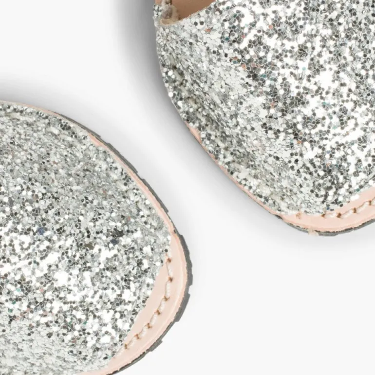 Menina Pisamonas Sandálias Menorquinas Glitter Com Tiras Aderentes