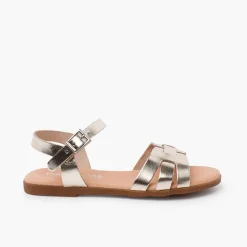 Menina Pisamonas Sandálias Pala Romana Pele Mulher E Menina