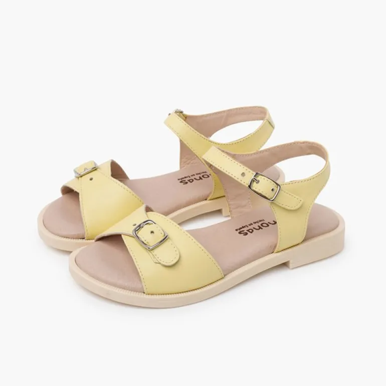 Menina Pisamonas Sandálias Pele Pala Fivela