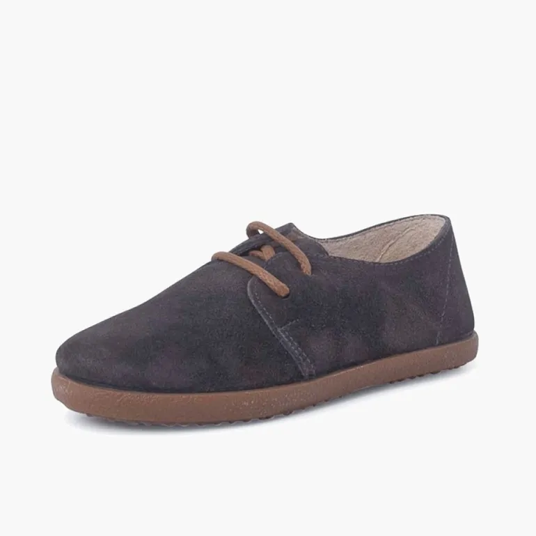 Menina Pisamonas Sapatos Atacadores Camurca Sola Caramelo