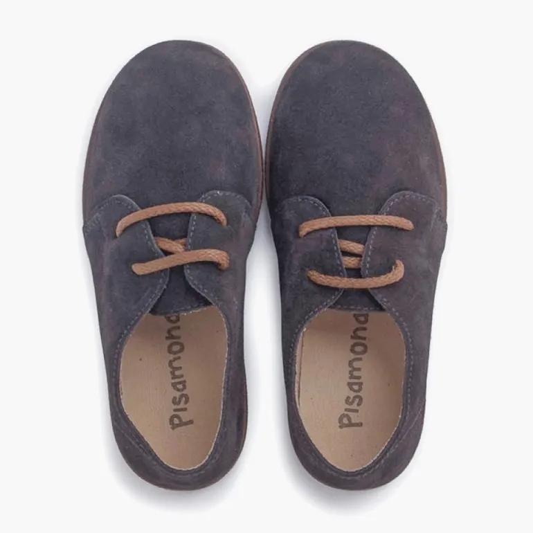 Menina Pisamonas Sapatos Atacadores Camurca Sola Caramelo