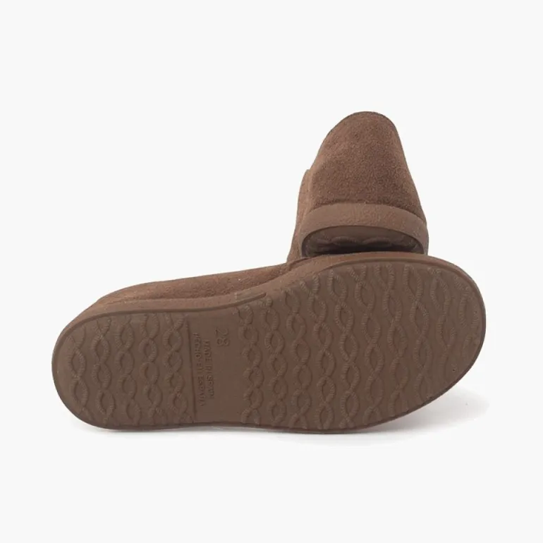 Menina Pisamonas Sapatos Atacadores Camurca Sola Caramelo