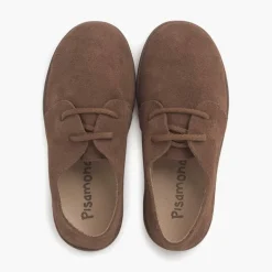 Menina Pisamonas Sapatos Atacadores Camurca Sola Caramelo