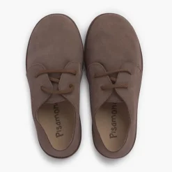 Menina Pisamonas Sapatos Atacadores Camurca Sola Caramelo