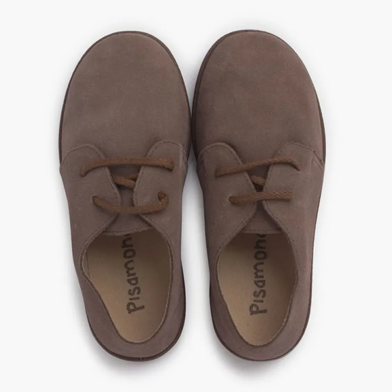 Menina Pisamonas Sapatos Atacadores Camurca Sola Caramelo