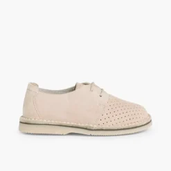 Menino Pisamonas Sapatos Blucher Camurca Com Picotado