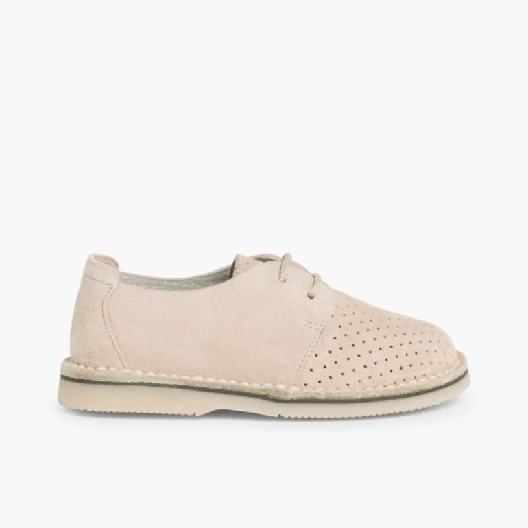 Menino Pisamonas Sapatos Blucher Camurca Com Picotado