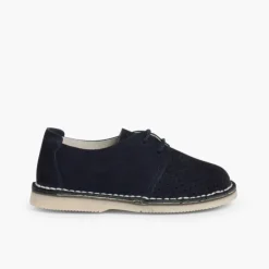 Menino Pisamonas Sapatos Blucher Camurca Com Picotado