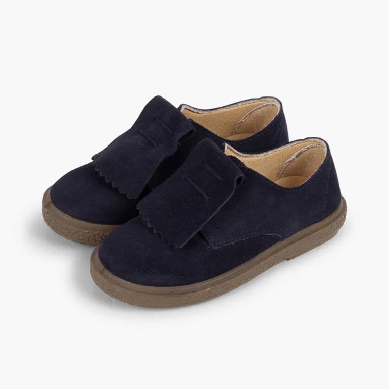 Menina Pisamonas Sapatos Blucher Camurca Franjas Lisos