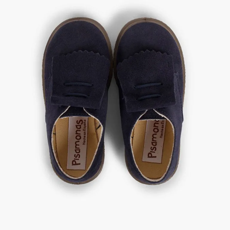 Menina Pisamonas Sapatos Blucher Camurca Franjas Lisos