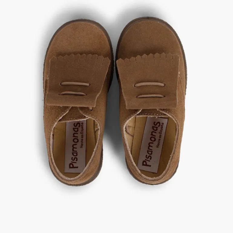 Menina Pisamonas Sapatos Blucher Camurca Franjas Lisos