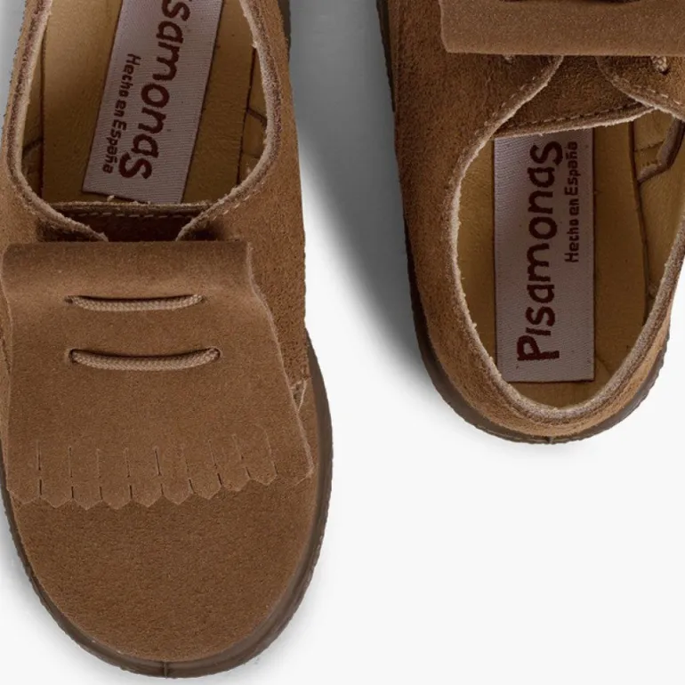Menina Pisamonas Sapatos Blucher Camurca Franjas Lisos