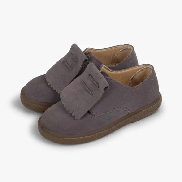 Menina Pisamonas Sapatos Blucher Camurca Franjas Lisos