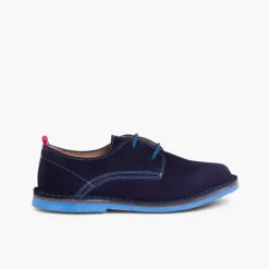 Menina Pisamonas Sapatos Blucher Camurca Sola E Atacadores Cores