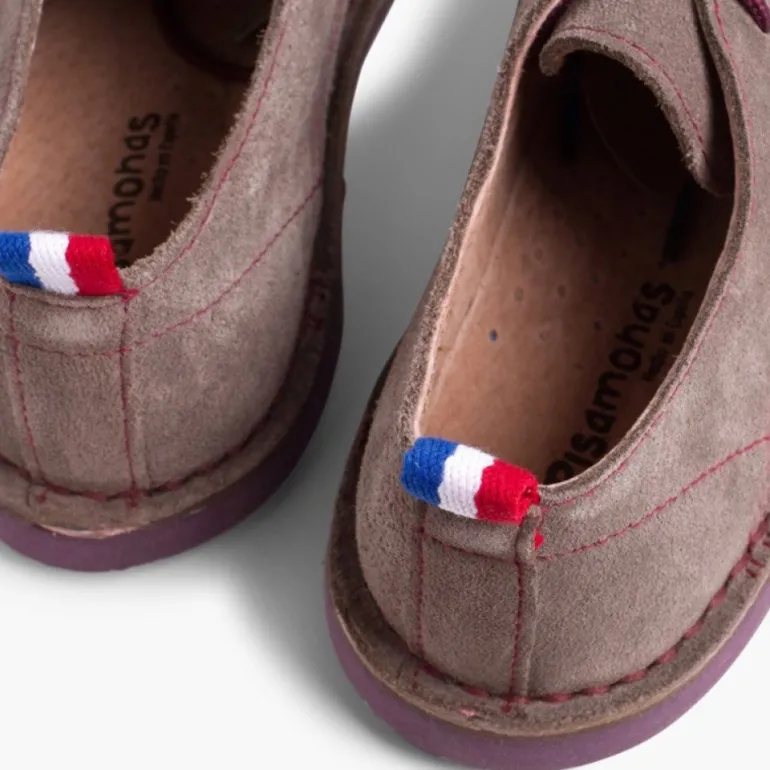Menina Pisamonas Sapatos Blucher Camurca Sola E Atacadores Cores