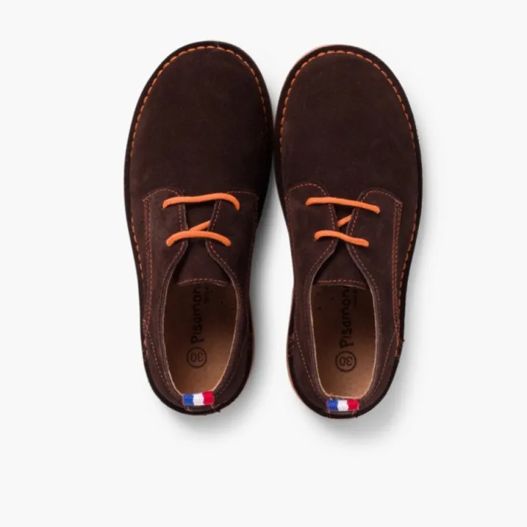 Menina Pisamonas Sapatos Blucher Camurca Sola E Atacadores Cores