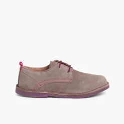 Menina Pisamonas Sapatos Blucher Camurca Sola E Atacadores Cores