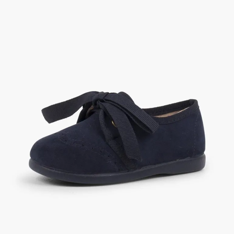 Menina Pisamonas Sapatos Crianca Tipo Blucher Com Laco E Picotados