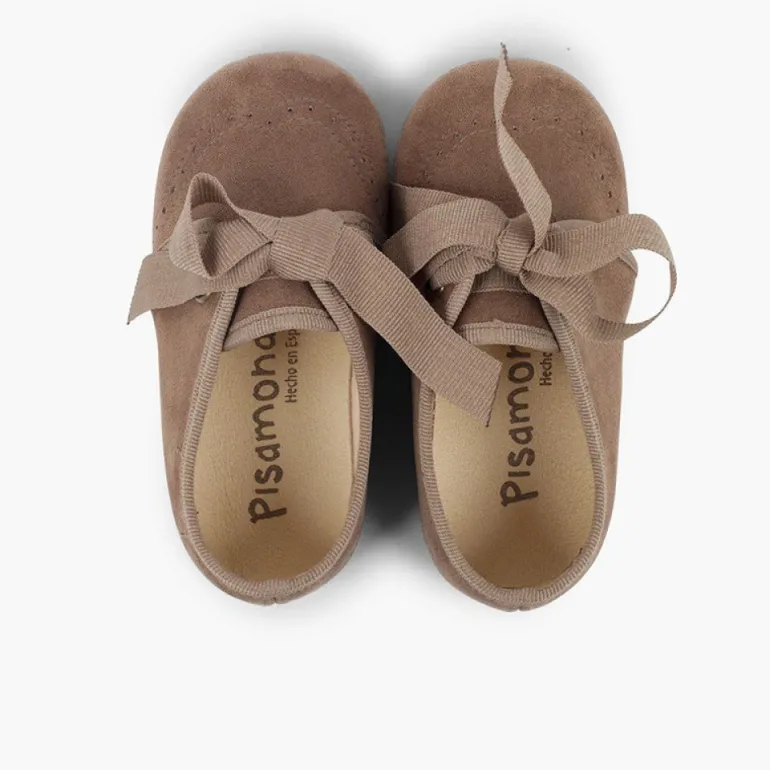 Menina Pisamonas Sapatos Crianca Tipo Blucher Com Laco E Picotados