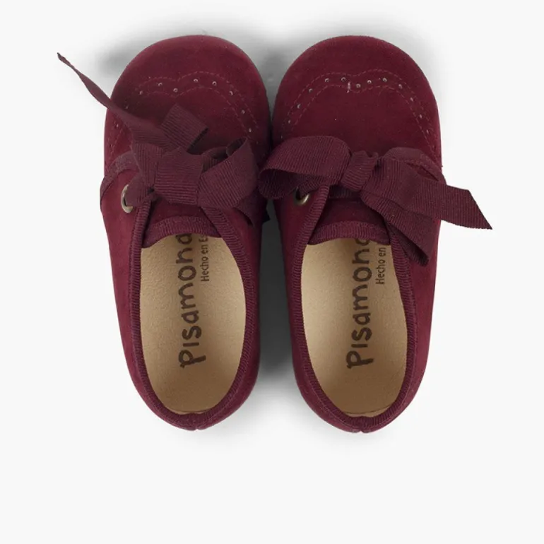 Menina Pisamonas Sapatos Crianca Tipo Blucher Com Laco E Picotados