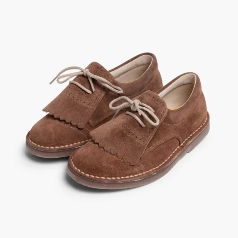 Menina Pisamonas Sapatos De Carneira Com Franjas