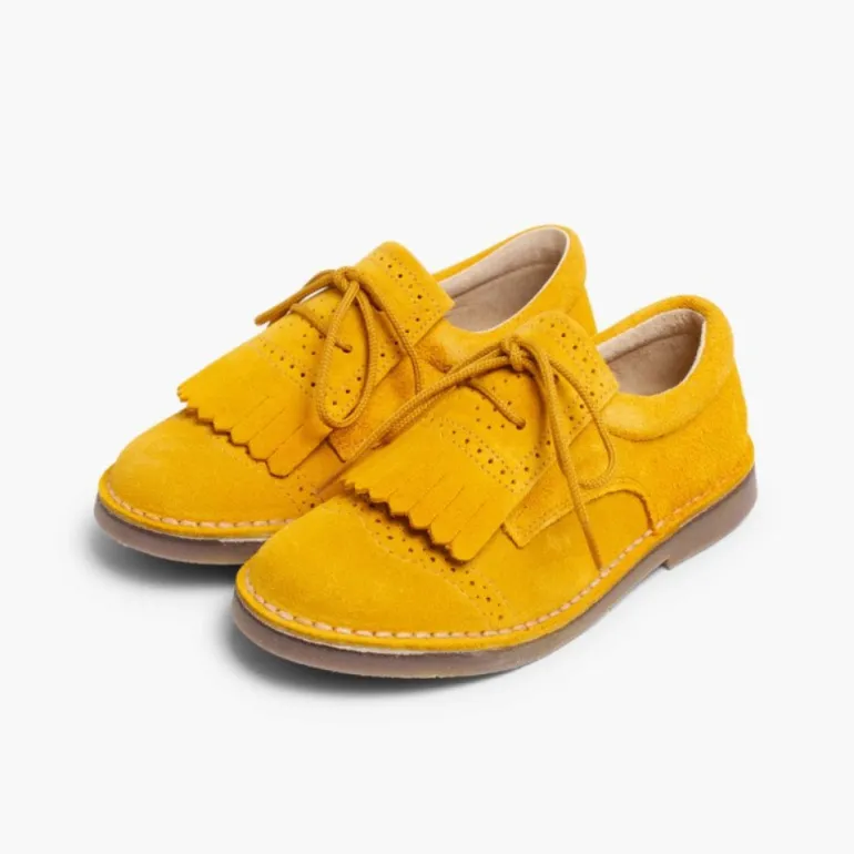 Menina Pisamonas Sapatos De Carneira Com Franjas